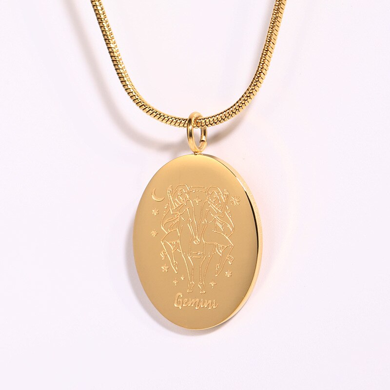 Oval Zodiac Pendant Necklace