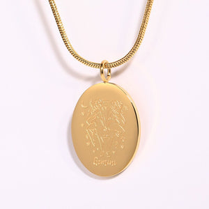 Oval Zodiac Pendant Necklace