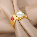 Load image into Gallery viewer, Square Crystal Open Statement Ring
