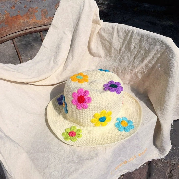 Floral Boho Crochet Bucket Hat