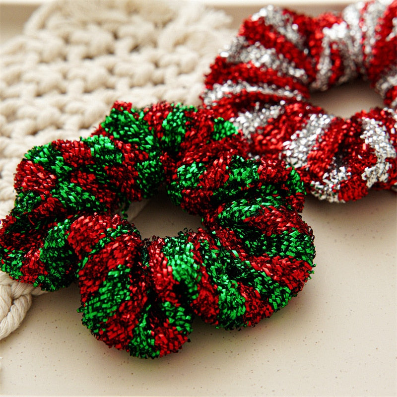 Metallic Striped Christmas Scrunchie