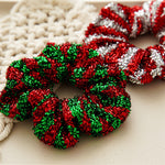 Load image into Gallery viewer, Metallic Striped Christmas Scrunchie
