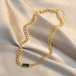 Load image into Gallery viewer, Emerald Crystal Chain Necklace
