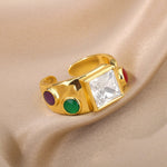 Load image into Gallery viewer, Square Crystal Open Statement Ring
