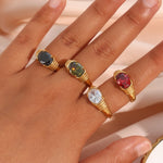 Load image into Gallery viewer, Oval Cut Crystal Ring
