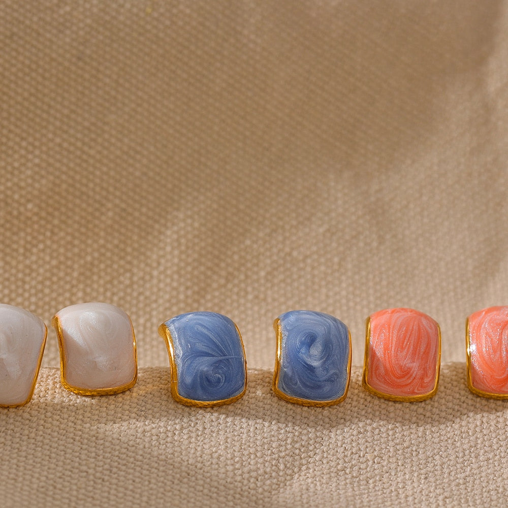 Pearled Enamel Stud Earrings