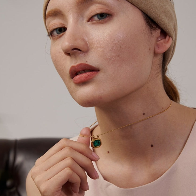 Crystal Squoval Pendant Necklace