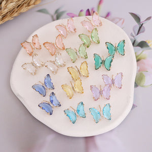 Colorful Crystal Butterfly Stud Earrings