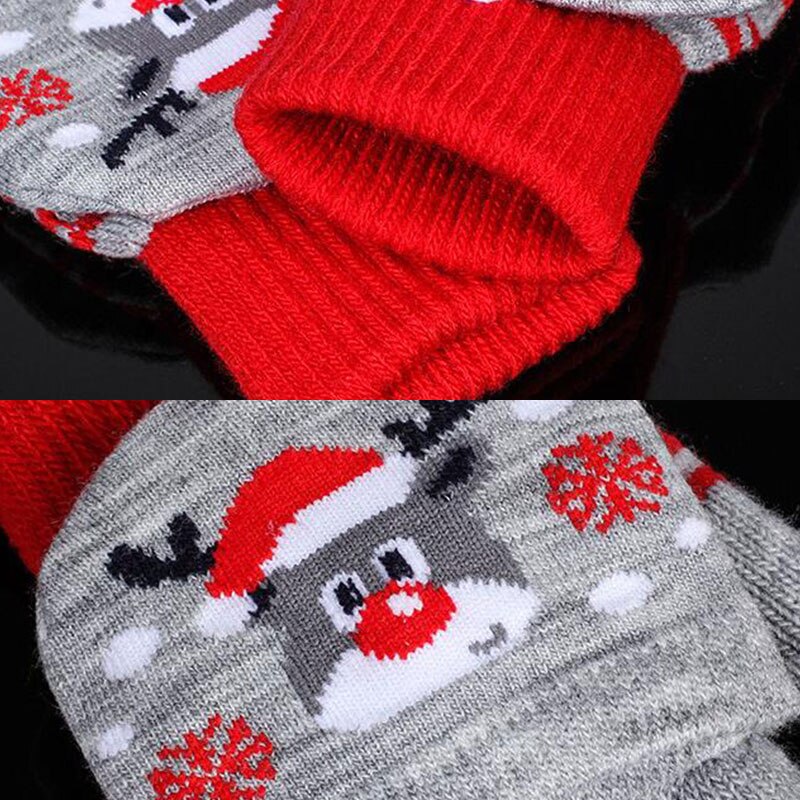 Knitted Fingerless Christmas Gloves