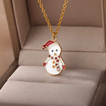 Load image into Gallery viewer, Frosty Snowman Enamel Pendant Necklace
