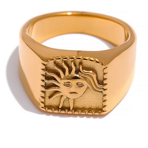 Abstract Sun Chunky Statement Ring