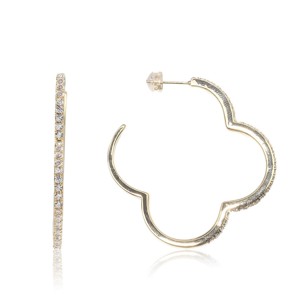 Lucky Clover Crystal Hoop Earrings