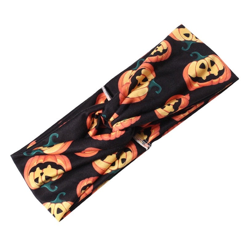 Halloween Print Wide Crossknot Headband