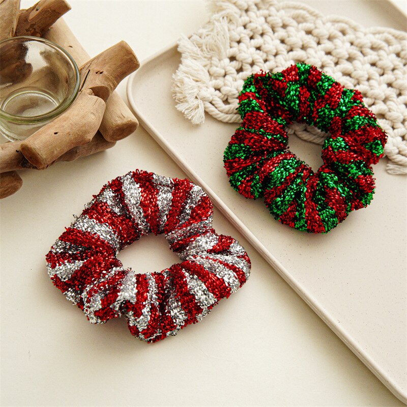 Metallic Striped Christmas Scrunchie