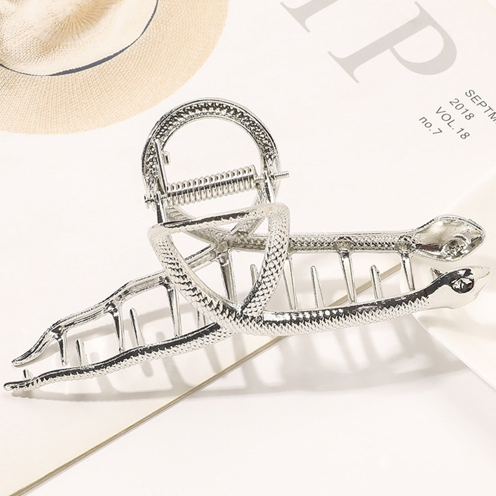 Metal Rose & Snake Hair Claw