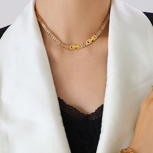 Crystal Tennis Chain Choker Necklace