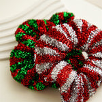 Load image into Gallery viewer, Metallic Striped Christmas Scrunchie
