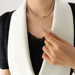 Crystal Tennis Chain Choker Necklace