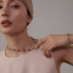 Load image into Gallery viewer, Rainbow Enamel Chain Necklace &amp; Bracelet
