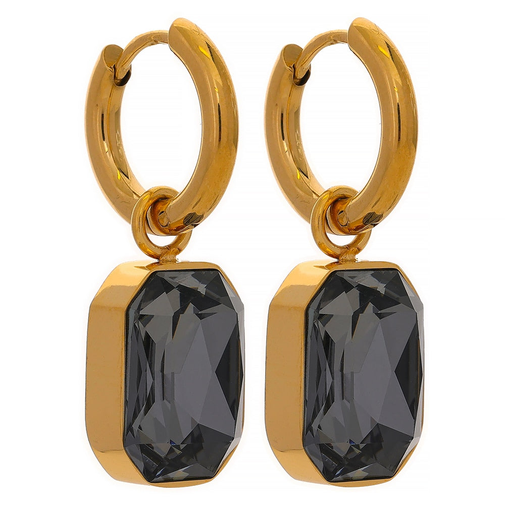 Jewel Tone Crystal Huggie Earrings