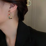 Load image into Gallery viewer, Geometric Crystal Hoop Earrings
