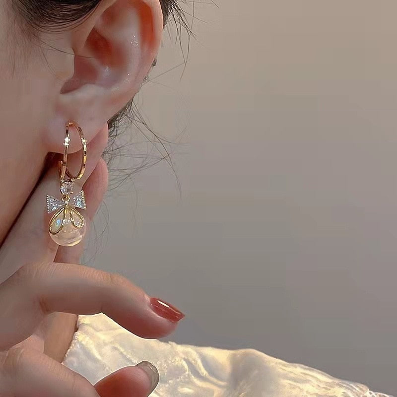 Shiny Crystal Ball Earrings