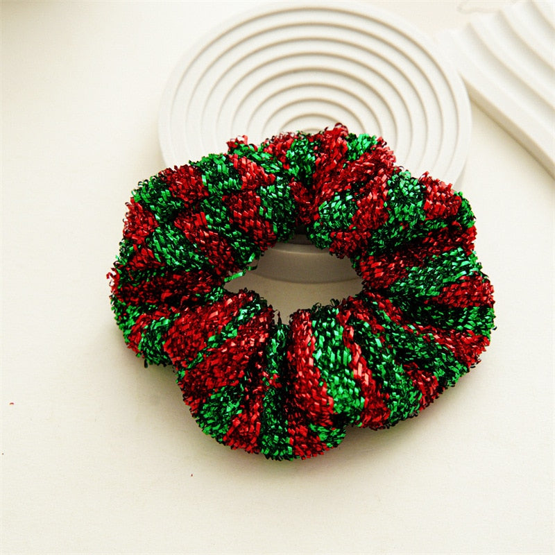 Metallic Striped Christmas Scrunchie