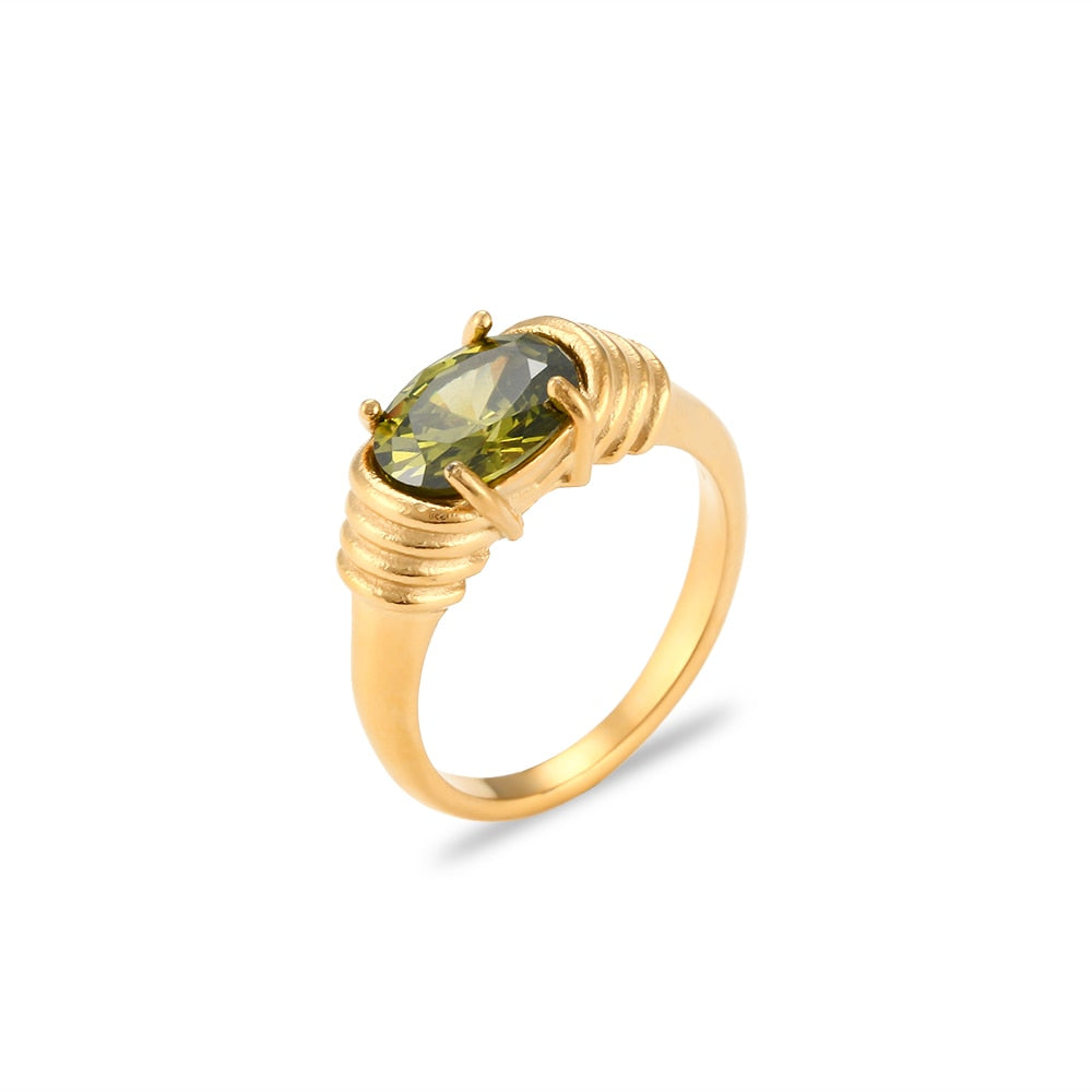 Oval Cut Crystal Ring