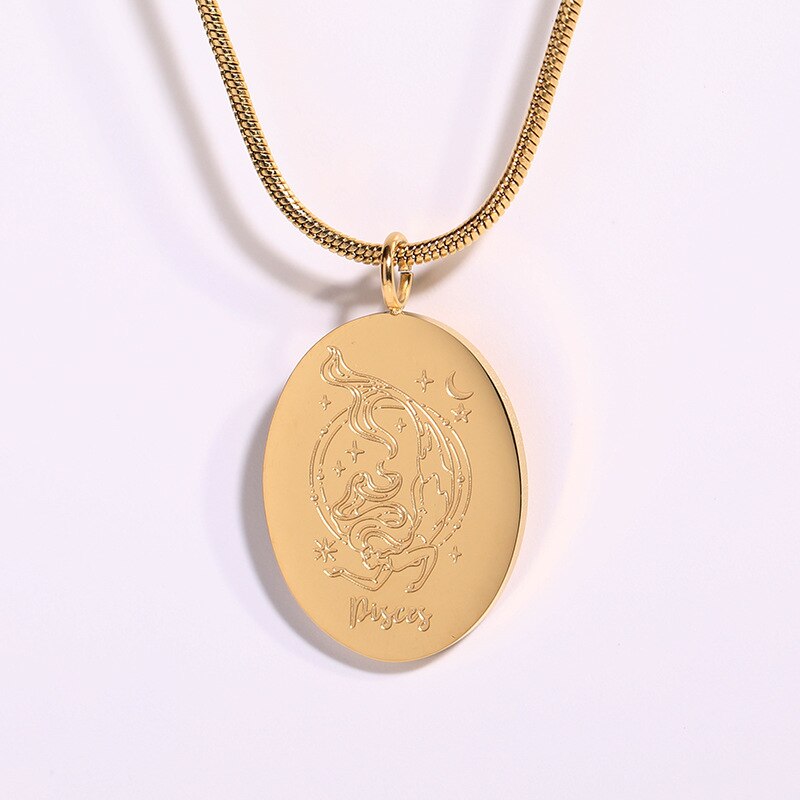 Oval Zodiac Pendant Necklace