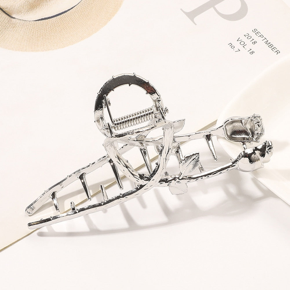 Metal Rose & Snake Hair Claw
