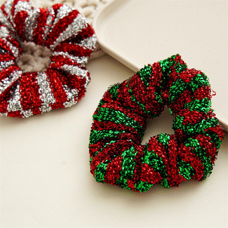 Metallic Striped Christmas Scrunchie