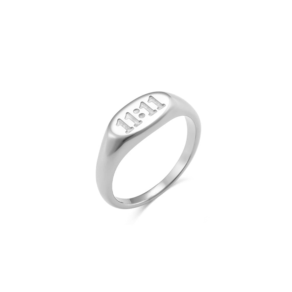 11:11 Engraved Signet Ring