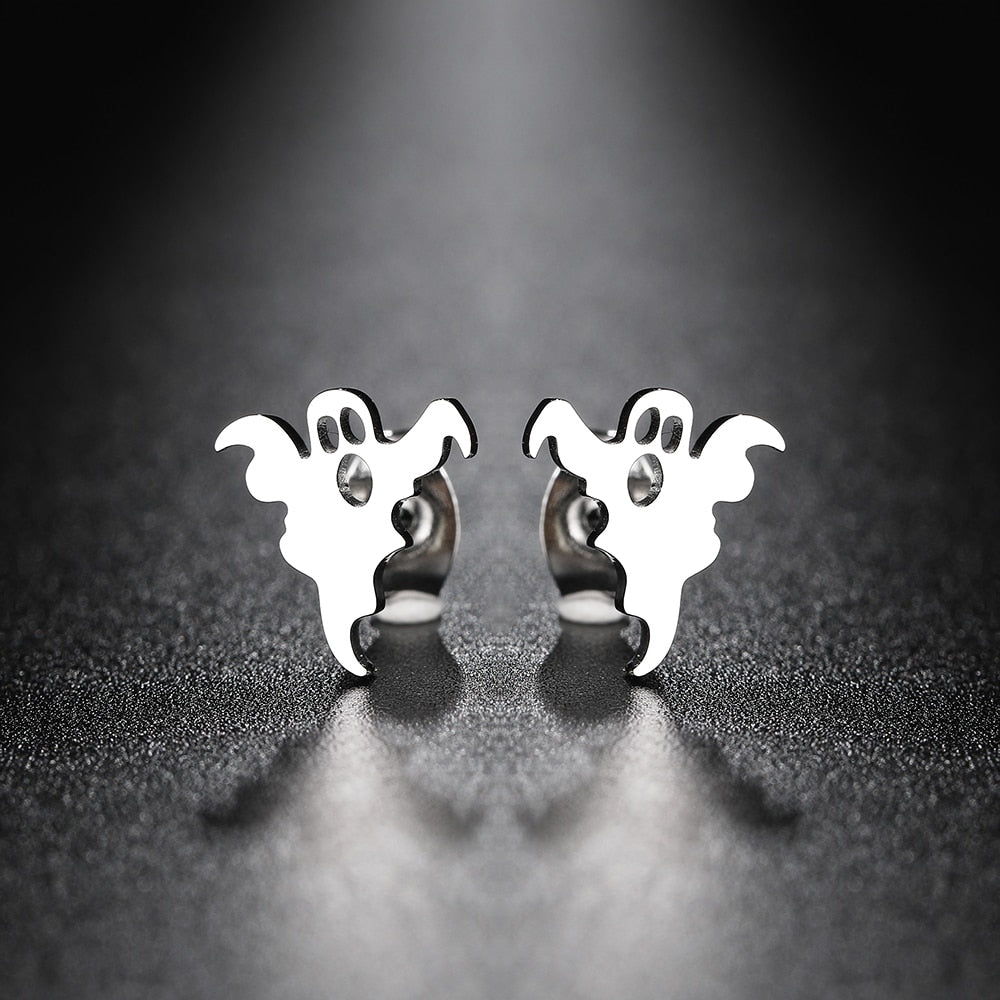 Spooky Ghost Dainty Stud Earrings