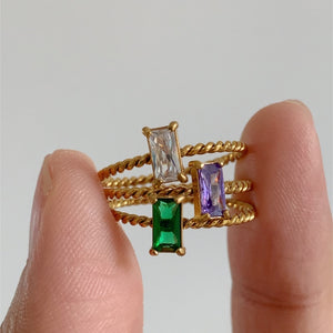Delicate Woven Crystal Stacking Rings