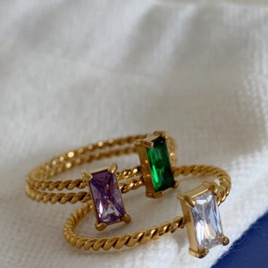 Delicate Woven Crystal Stacking Rings
