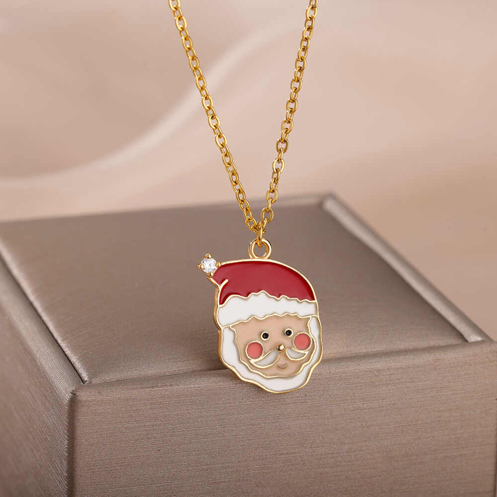 Santa Claus Enamel Pendant Necklace