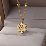 Load image into Gallery viewer, Matte Gold Glitter Snowflake Pendant Necklace
