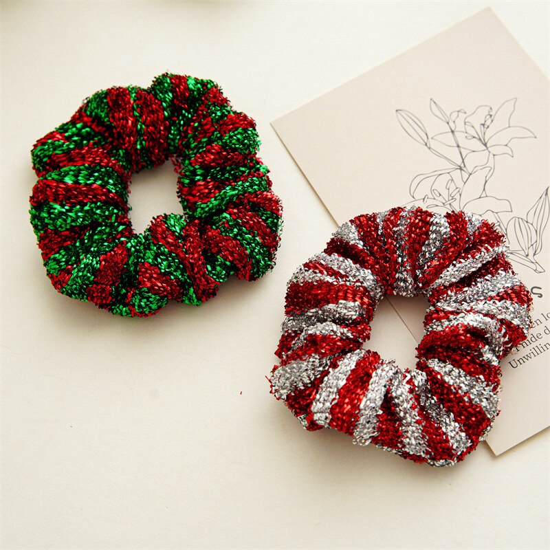 Metallic Striped Christmas Scrunchie