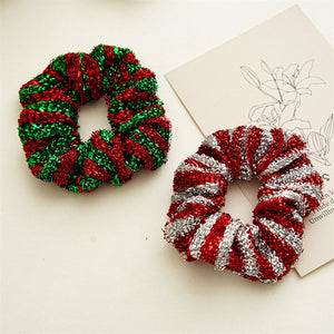 Metallic Striped Christmas Scrunchie