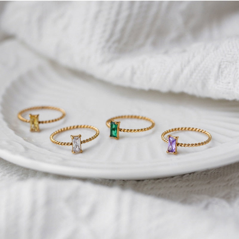 Delicate Woven Crystal Stacking Rings