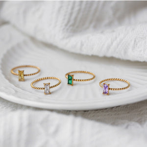 Delicate Woven Crystal Stacking Rings