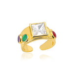 Load image into Gallery viewer, Square Crystal Open Statement Ring
