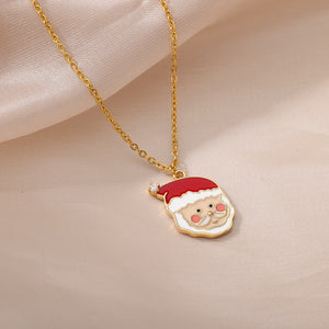 Santa Claus Enamel Pendant Necklace