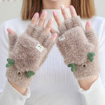 Load image into Gallery viewer, Fuzzy Fingerless Reindeer Gloves
