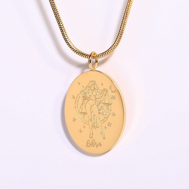 Oval Zodiac Pendant Necklace