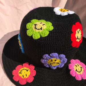 Floral Boho Crochet Bucket Hat