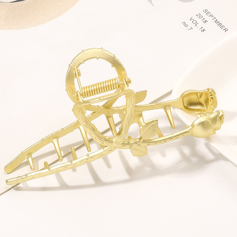 Metal Rose & Snake Hair Claw