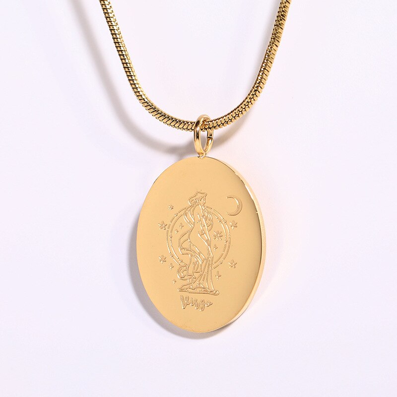 Oval Zodiac Pendant Necklace