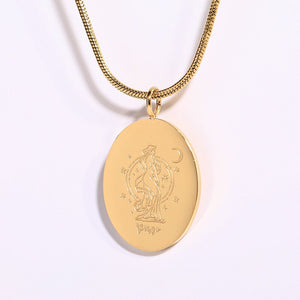 Oval Zodiac Pendant Necklace