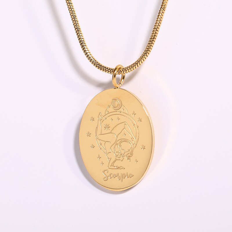Oval Zodiac Pendant Necklace